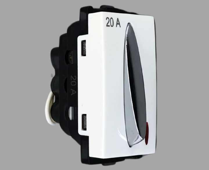 E square 20A 1 Way Switch with Indicator Leef 904108  Neo White